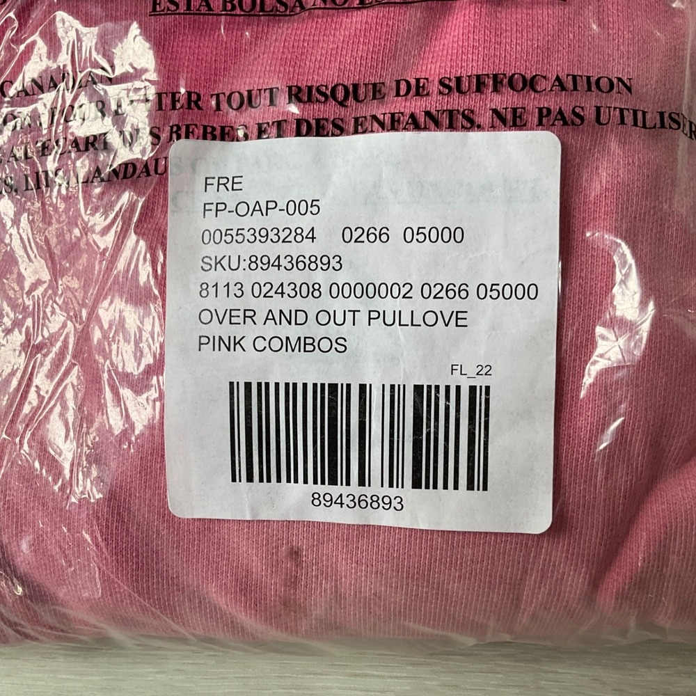 Free People Over & Out Pullover Crewneck Washed Pink Combo Small New With Tags - Picture 5 of 5